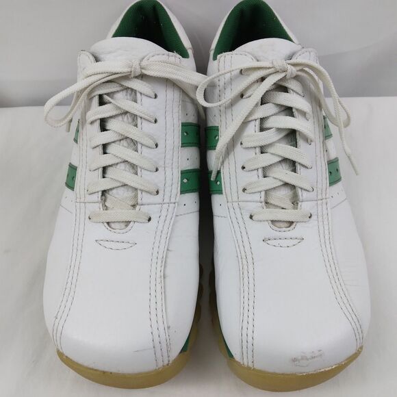 GBX Shoes Casual Leather White Green Stripes Y2K Preppy Mens Size 8.5M - Picture 5 of 11